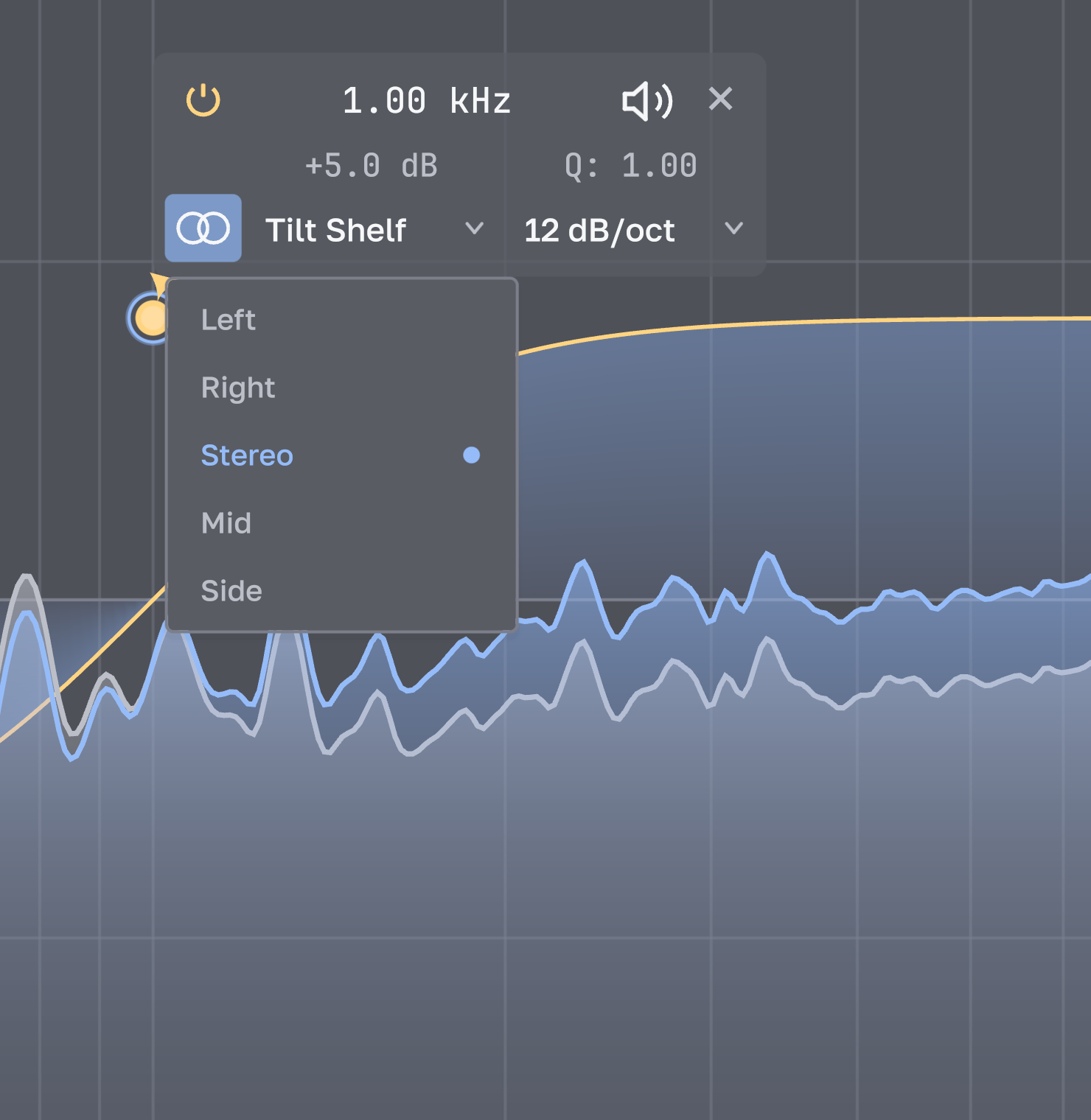 Native graph menu for Stereo, Left, Right, Mid and Side