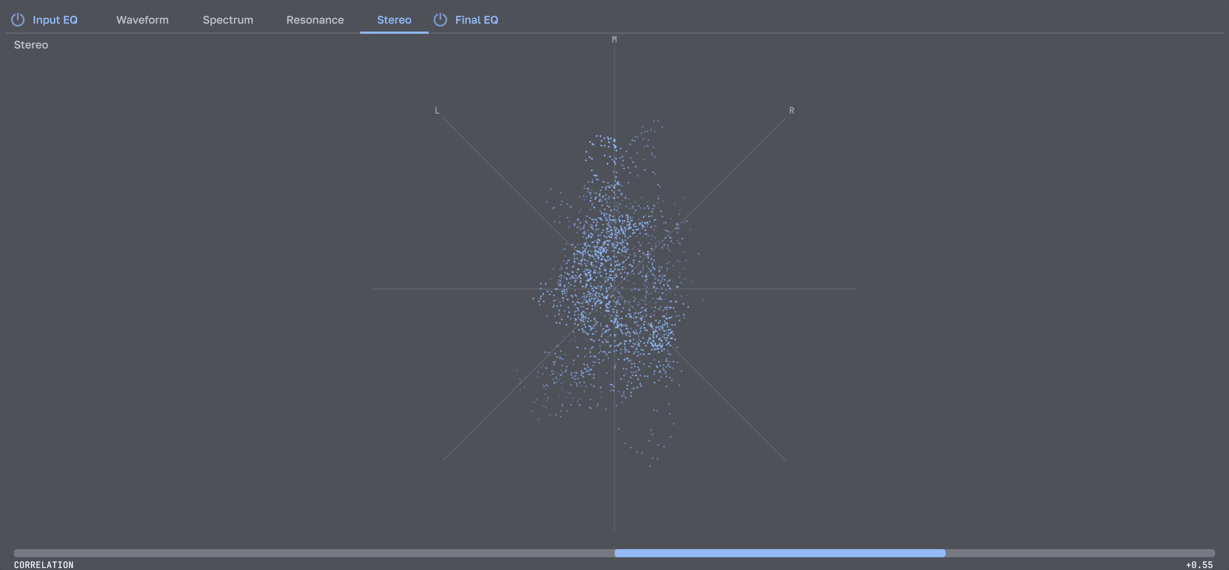 Native Lissajous stereo analyzer with correlation meter